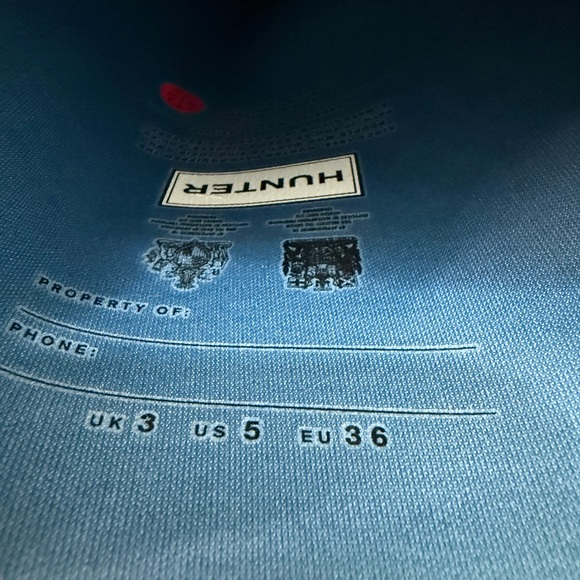 Hunter Blue Tall Matte Rubber Rain Boots Size 5 - Picture 10 of 10